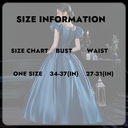 Vestido medieval renacentista para mujer, vestido de baile victoriano con mangas abombadas, vestido vintage renacentista aristocrático para Halloween, fiesta temática, azul, Altoa única