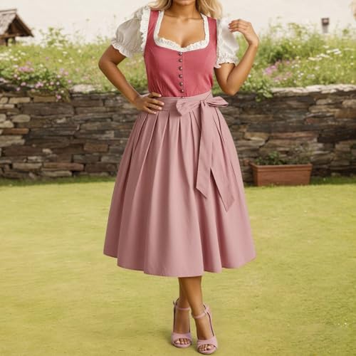 Vestido tradicional tirolés elegante para cosplay, vestido de patio, disfraz para mujer, fiesta de cerveza, fiesta de Halloween, temática histórica, Rojo sandía, L