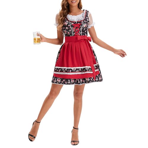 Generisch Vestidos góticos para mujeres, disfraz de cráneo, disfraz de barman, disfraz de cerveza, disfraz de carnaval, Halloween, cosplay, disfraz de Bnha (rojo sandía, L)