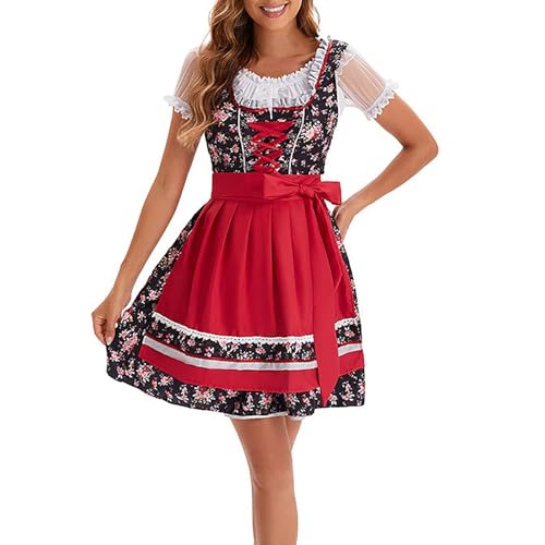 Generisch Vestidos góticos para mujeres, disfraz de cráneo, disfraz de barman, disfraz de cerveza, disfraz de carnaval, Halloween, cosplay, disfraz de Bnha (rojo sandía, L)
