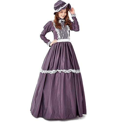 Generisch Disfraz de tirolesa para Halloween, Oktoberfest, vestido largo, morado, M