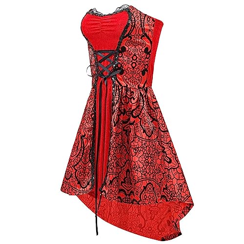 Generisch Decoración medieval para sala de estar, mujer, disfraz de capa de canción de Halloween, disfraz de cosplay, disfraz de anime, disfraz de cosplay femenino, rojo, S