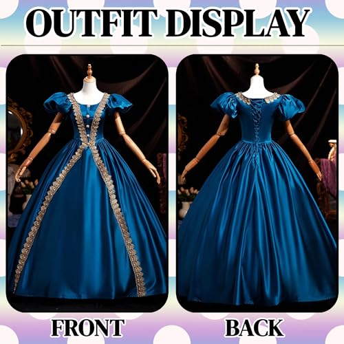 Vestido medieval renacentista para mujer, vestido de baile victoriano con mangas abombadas, vestido vintage renacentista aristocrático para Halloween, fiesta temática, azul, Altoa única