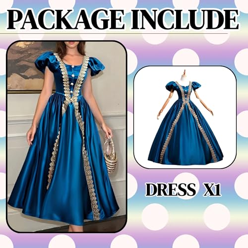 Vestido medieval renacentista para mujer, vestido de baile victoriano con mangas abombadas, vestido vintage renacentista aristocrático para Halloween, fiesta temática, azul, Altoa única