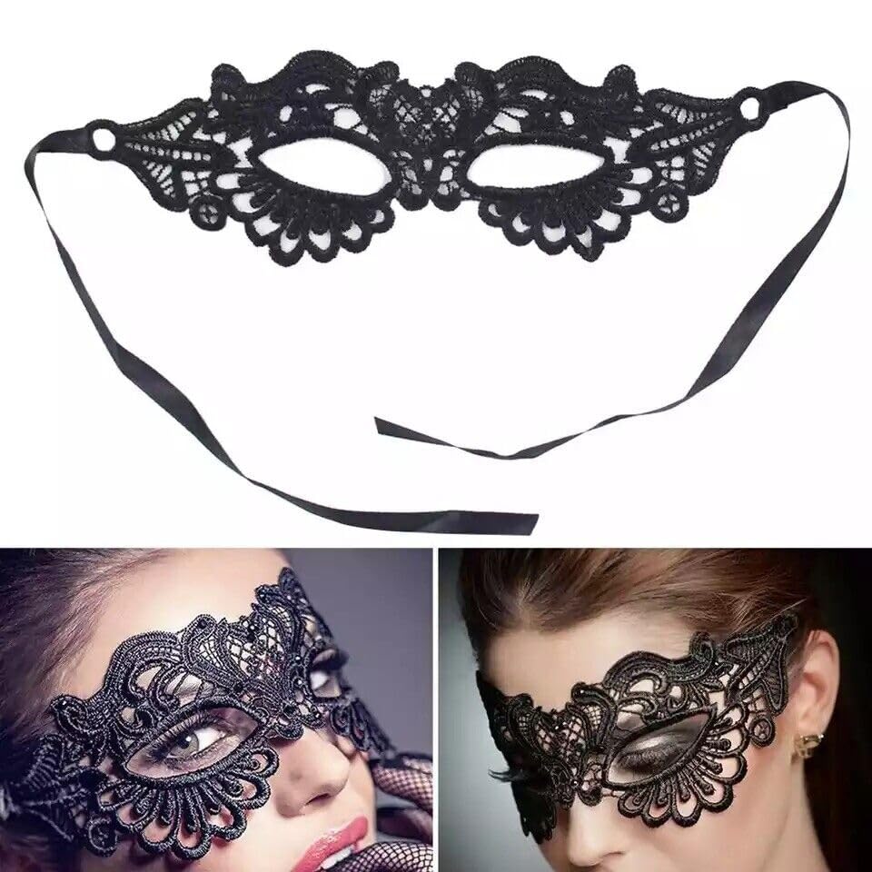Máscara de encaje negro sexy para fiesta de Halloween