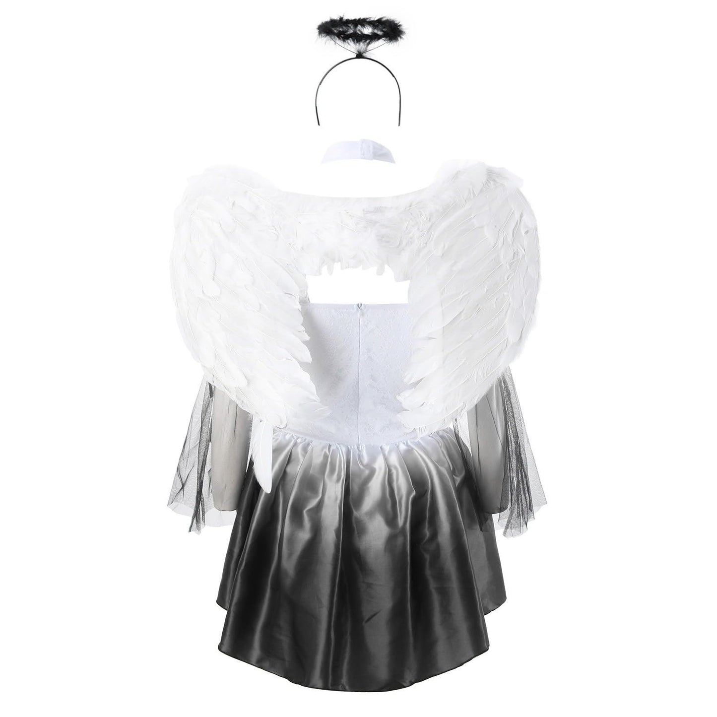 El libro de la memoria Un estudio de memoria en la cultura medieval divertido disfraz de novia para mujer, Halloween, novia, cosplay, disfraz negro, vestido, disfraz de gato, 4 piezas, Blanco, S