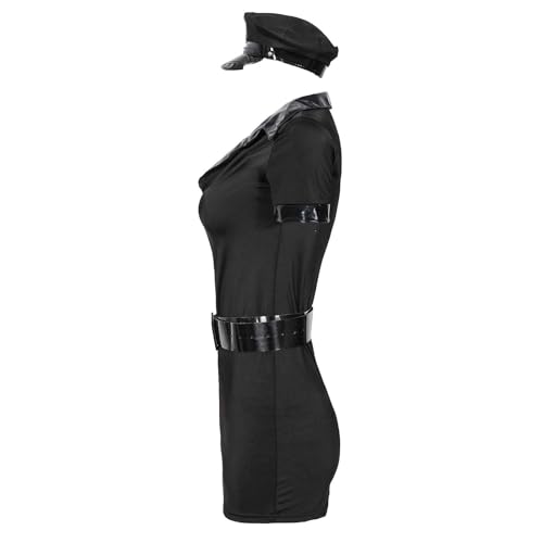 Generisch Zapatos medievales para hombre, disfraz de oficial para mujer, para Halloween, juegos de rol y actuaciones escénicas, cosplay, disfraz de mujer sexy, Negro , XXL