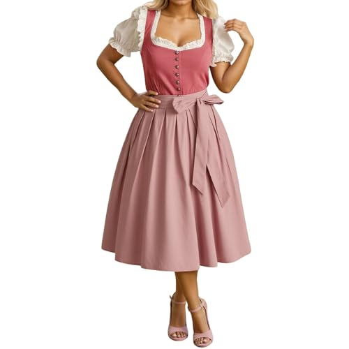 Vestido tradicional tirolés elegante para cosplay, vestido de patio, disfraz para mujer, fiesta de cerveza, fiesta de Halloween, temática histórica, Rojo sandía, L