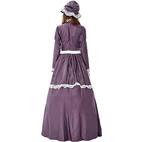 Generisch Disfraz de tirolesa para Halloween, Oktoberfest, vestido largo, morado, M