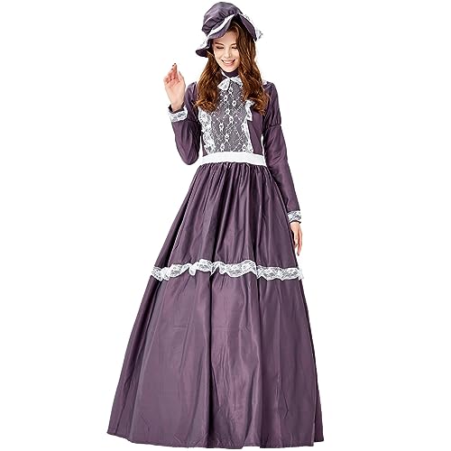 Generisch Disfraz de tirolesa para Halloween, Oktoberfest, vestido largo, morado, M