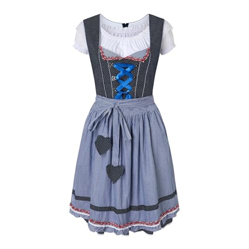 Generisch Vestido de noche gótico, elegante, estilo cosplay, con delantal para fiesta de Halloween, Oktoberfest, carnaval, Vi Cosplay, disfraz arcano, azul oscuro, M