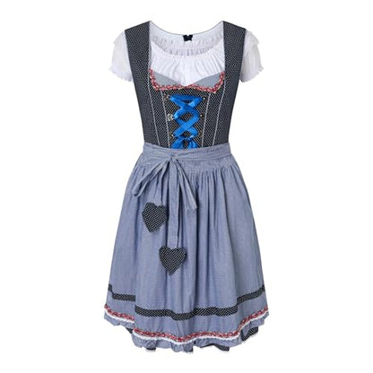 Generisch Vestido de noche gótico, elegante, estilo cosplay, con delantal para fiesta de Halloween, Oktoberfest, carnaval, Vi Cosplay, disfraz arcano, azul oscuro, M