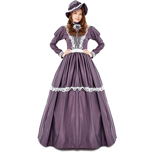 Generisch Disfraz de tirolesa para Halloween, Oktoberfest, vestido largo, morado, M