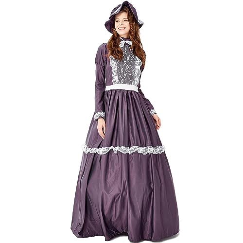 Generisch Disfraz de tirolesa para Halloween, Oktoberfest, vestido largo, morado, M