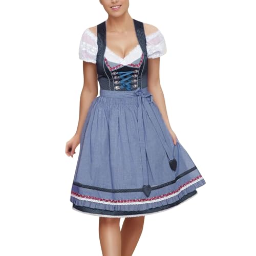 Generisch Vestido de noche gótico, elegante, estilo cosplay, con delantal para fiesta de Halloween, Oktoberfest, carnaval, Vi Cosplay, disfraz arcano, azul oscuro, M