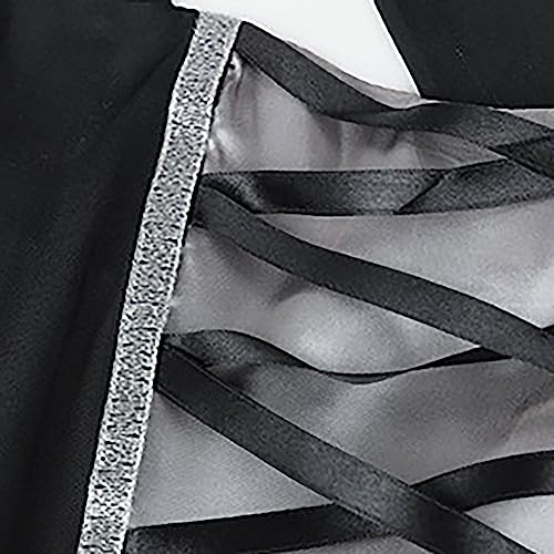 Generisch Colcha medieval para disfraz de Halloween, de malla, multicolor, para reunión de fiestas, cosplay, para mujer, disfraz de cosplay de látex (plateado, M)