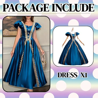 Vestido medieval renacentista para mujer, vestido de baile victoriano con mangas abombadas, vestido vintage renacentista aristocrático para Halloween, fiesta temática, azul, Altoa única