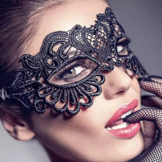 Máscara de encaje negro sexy para fiesta de Halloween